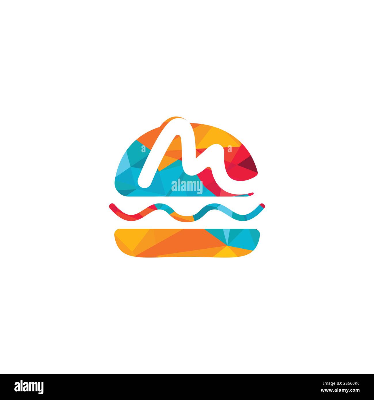 Letter M Burger vector logo design. Burger cafe logo. Stock Vector