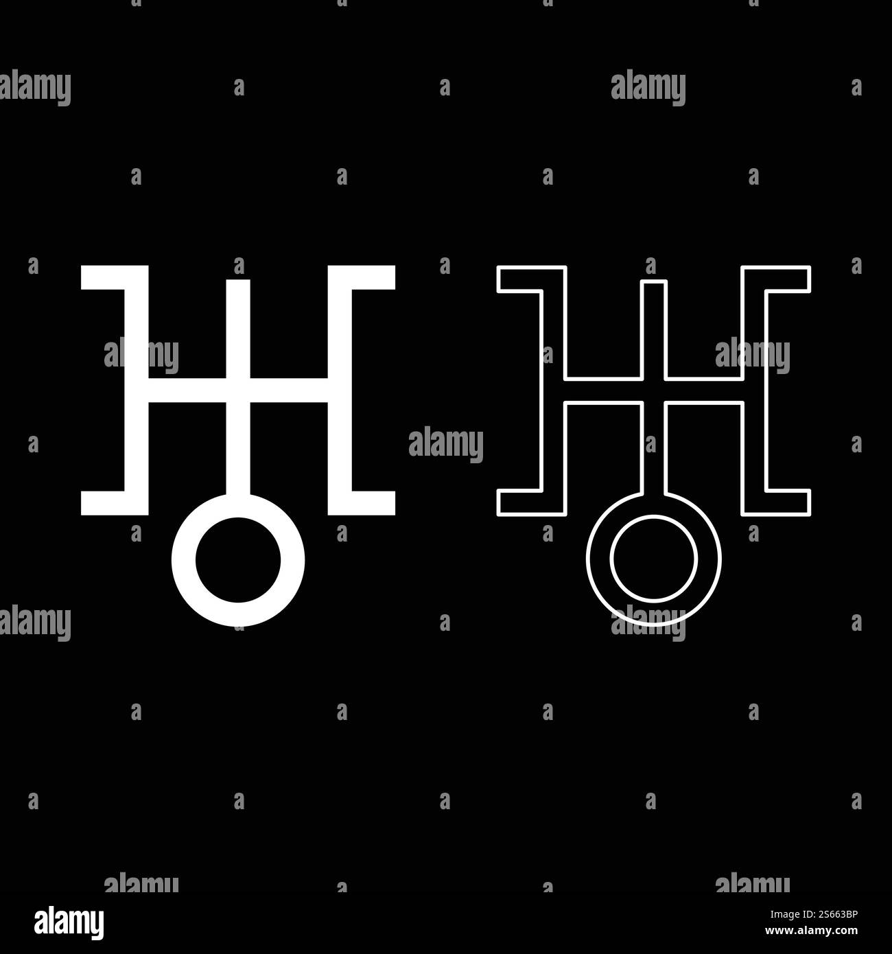 Symbol uranus icon outline set white color vector illustration flat ...