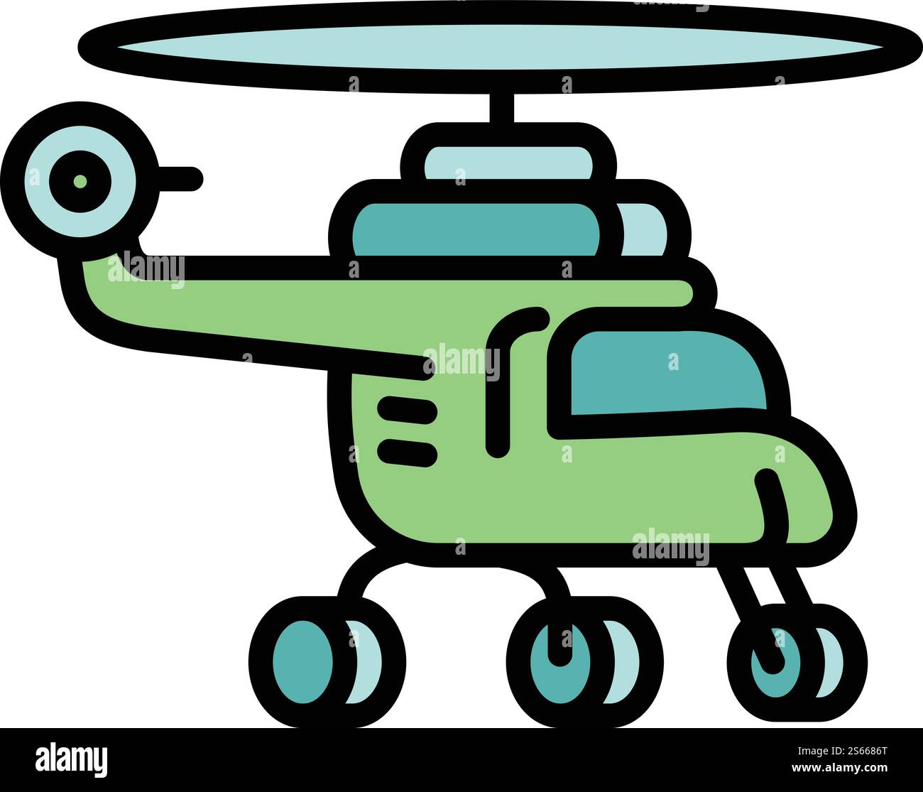 Flight helicopter icon. Outline flight helicopter vector icon for web design isolated on white background. Flight helicopter icon, outline style Stock Vector