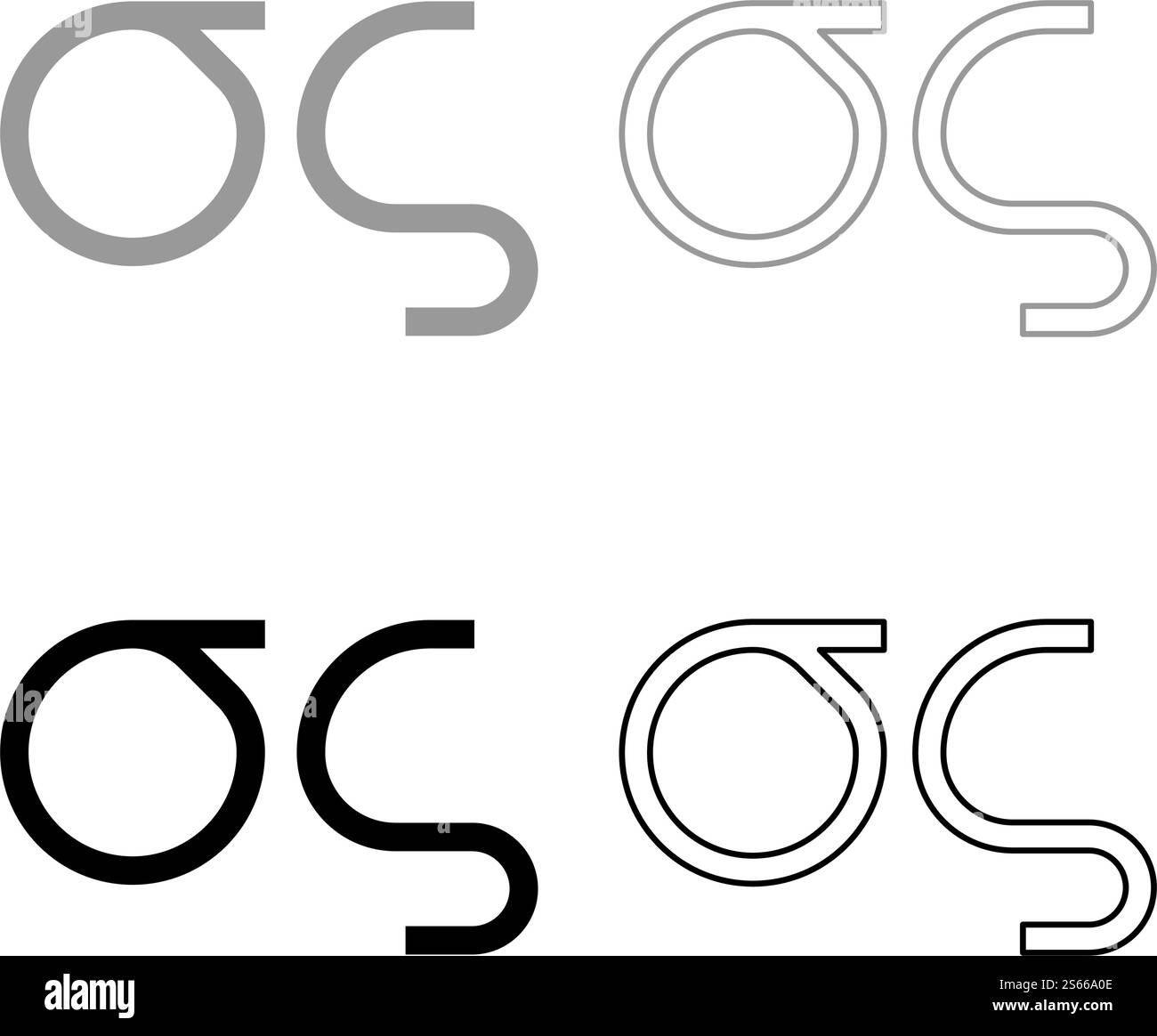 Sigma greek symbol small letter lowercase font icon outline set black ...