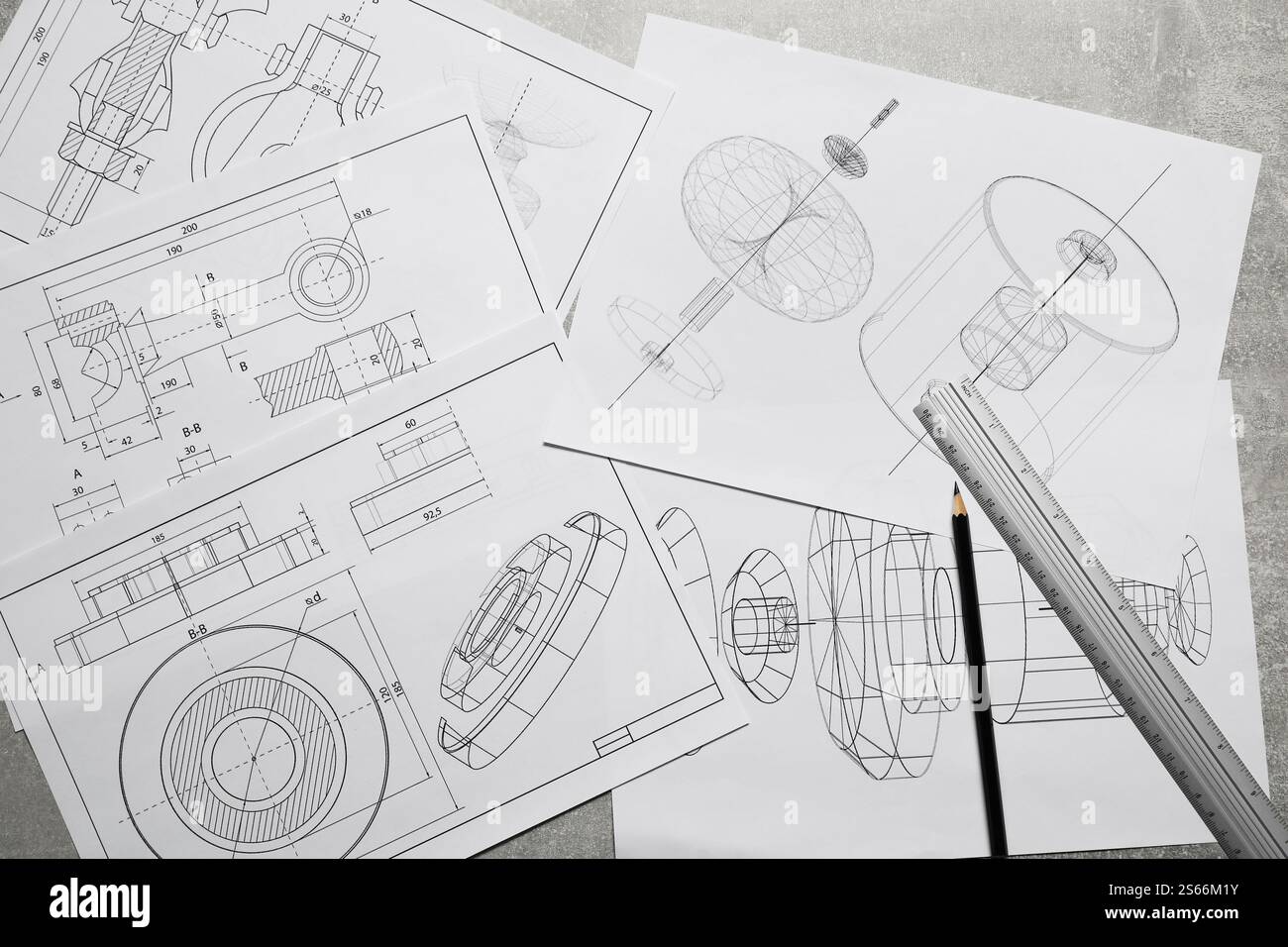 Frame Ruler Drawing Engineer Different engineering drawings ruler hi-res stock photography and ...