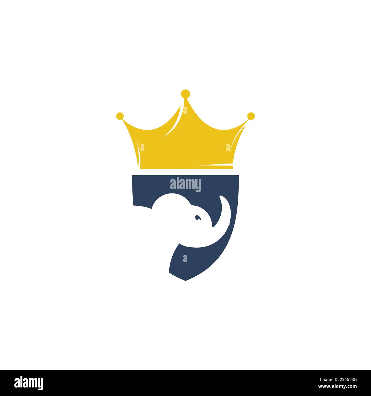 Elephant king vector logo design. Elephant with crown icon template. Stock Vector