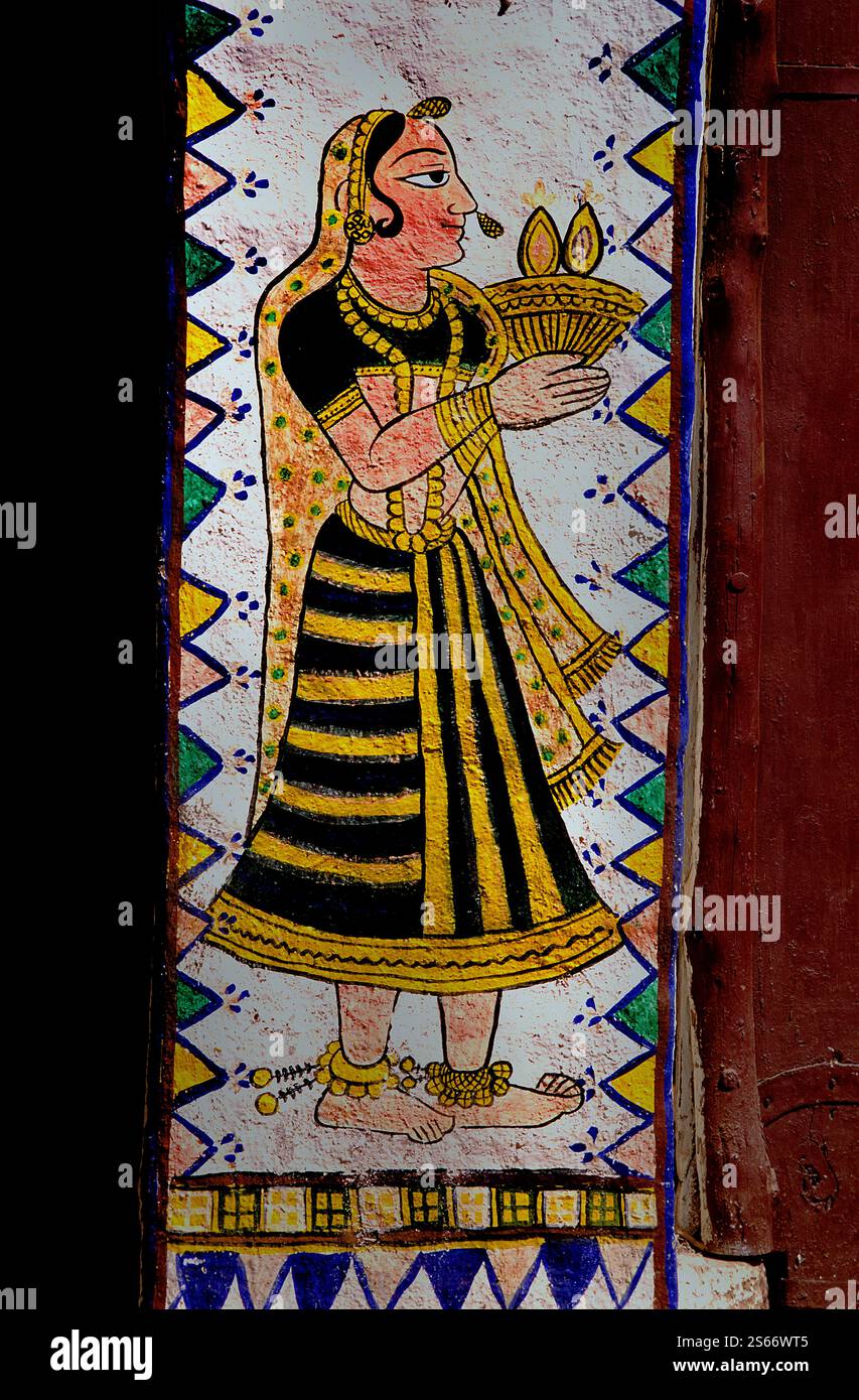 India Rajasthan Mural Wall Painting Stock Photo - Alamy