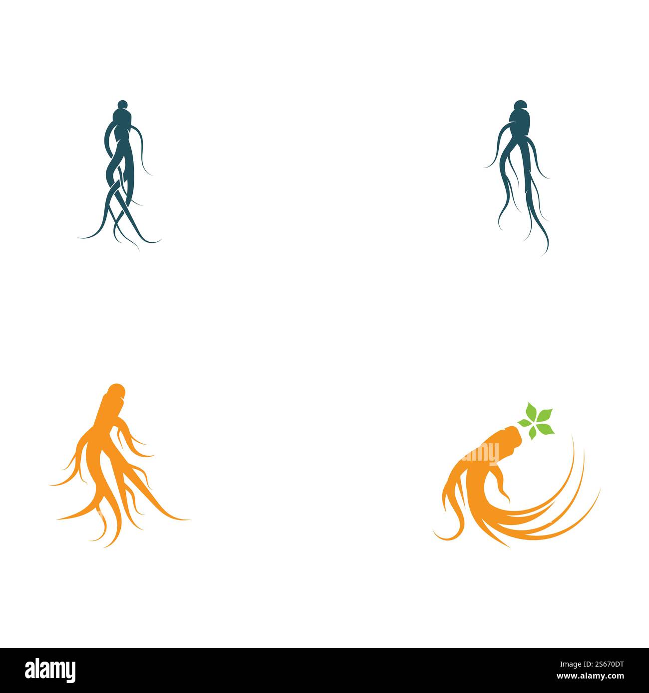 Set Ginseng Wave Logo Template vector symbol nature Stock Vector