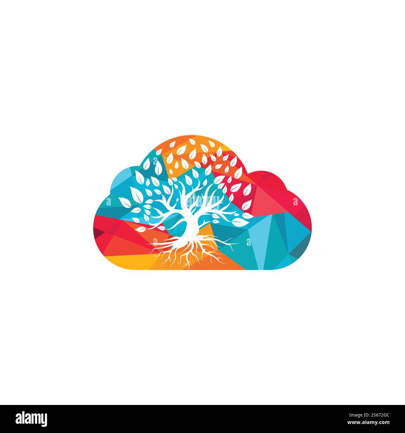 Tree Roots cloud shape concept vector logo design Stock Vector Image ...
