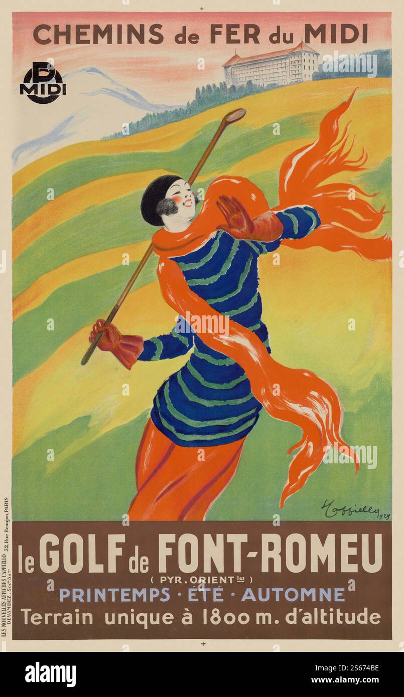 Le golf de Font-Romeu by Leonetto Cappiello (1875-1942). Poster published in 1929 in France. Stock Photo