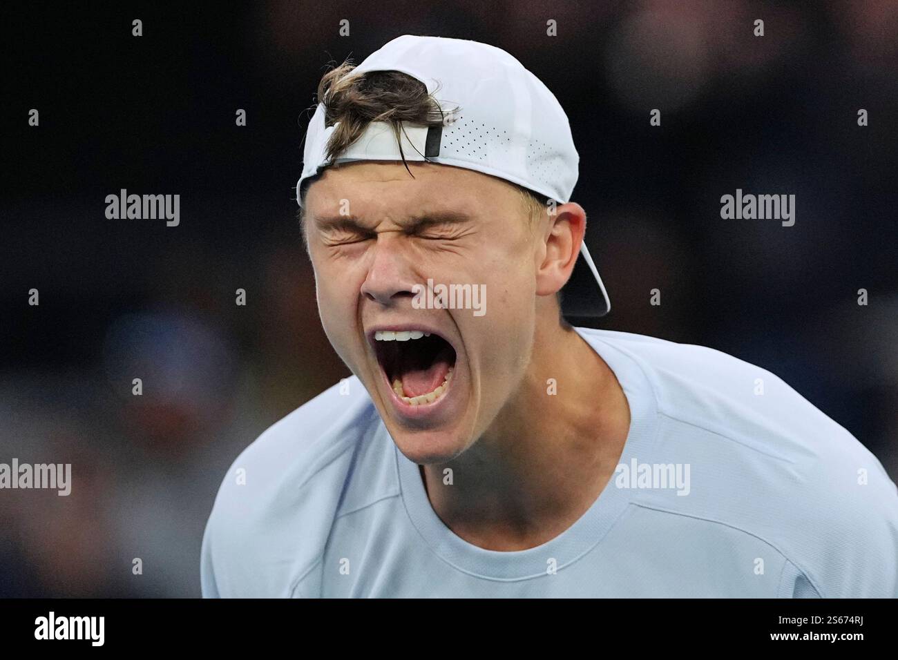Holger Rune of Denmark celebrates after defeating Matteo Berrettini of