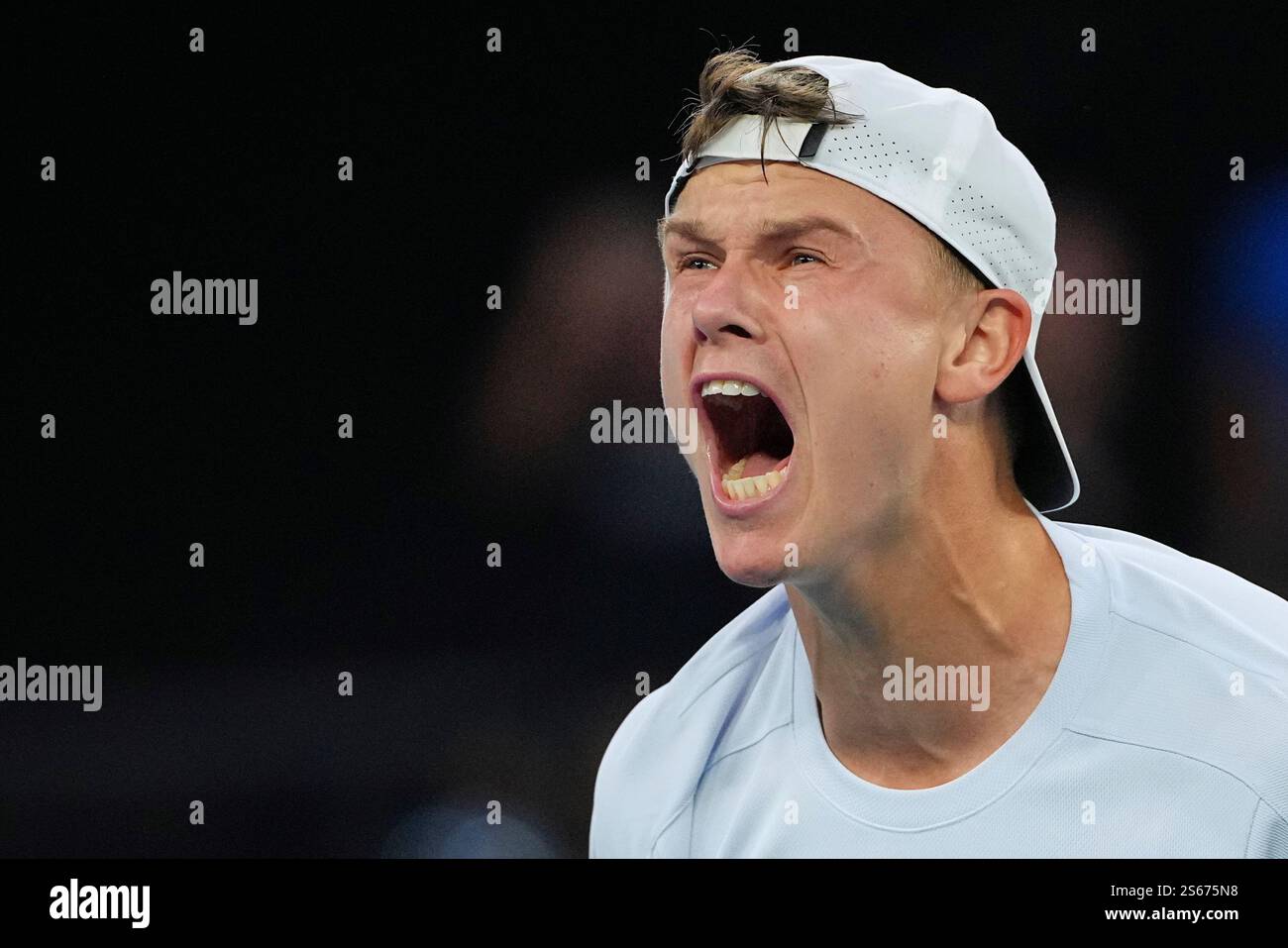 Holger Rune of Denmark celebrates after defeating Matteo Berrettini of