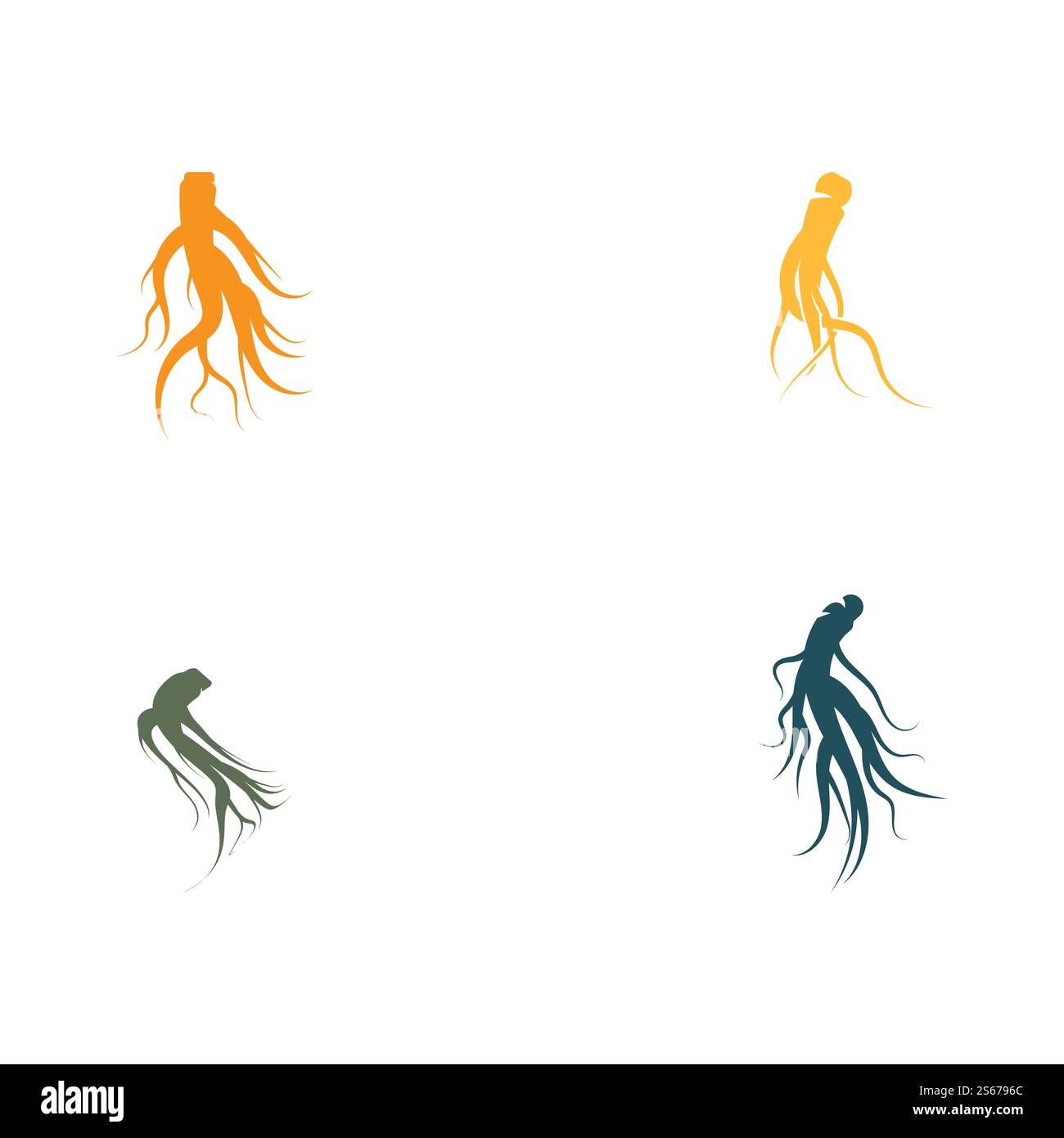 Set Ginseng Wave Logo Template vector symbol nature Stock Vector