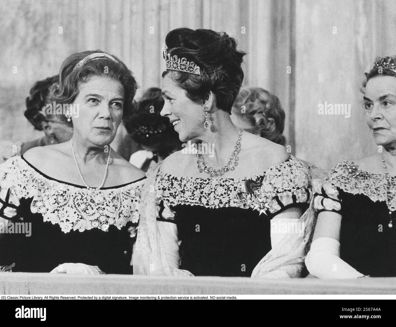 Estelle Bernadotte. Born Estelle Romaine Manville. 1894-1984. She was married to count Folke Bernadotte. Pictured in the middle when attending the opening of the swedish parliament 1966. Stock Photo