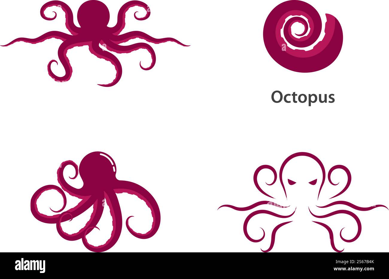 Octopus logo ilustration vector template Stock Vector