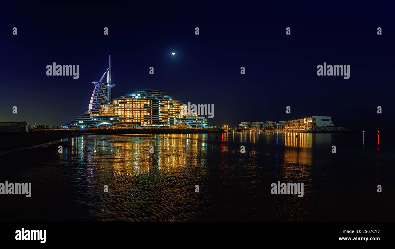Burj Al Arab and Jumeirah Marsa Al Arab Hotel. Persian Gulf, Dubai. UAE Stock Photo