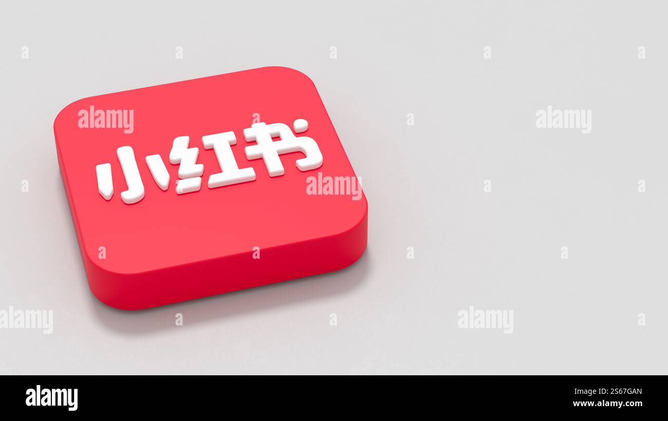 Rednote, Xiaohongshu App Icon on Gray Background with Copy Space Stock ...