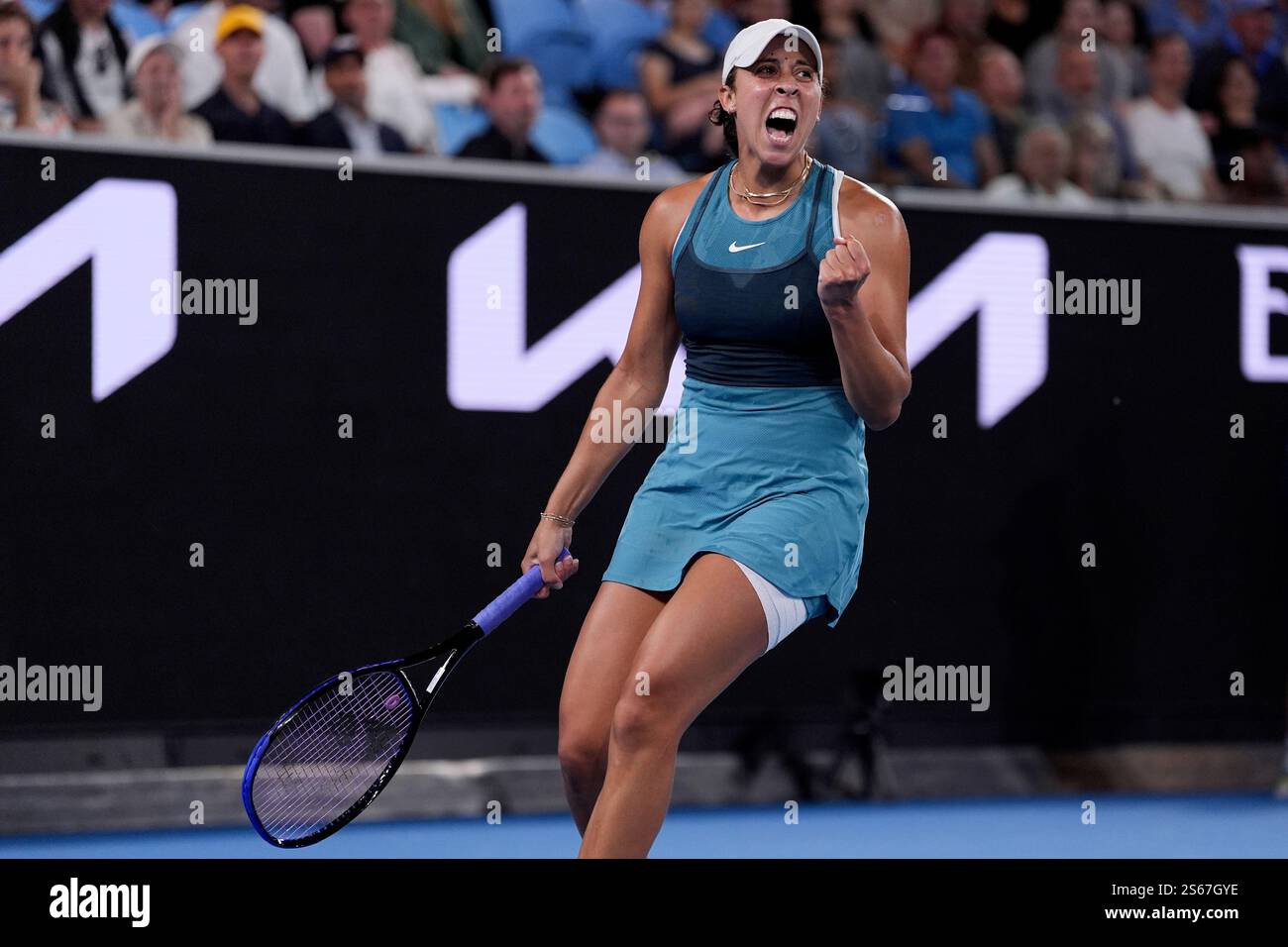 Madison Keys of the U.S. celebrates after defeating ElenaGabriela Ruse