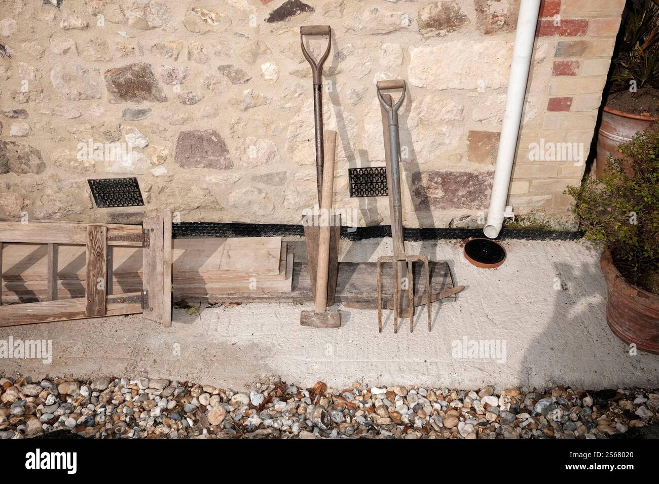 Building works going on at a private dwelling Stock Photo