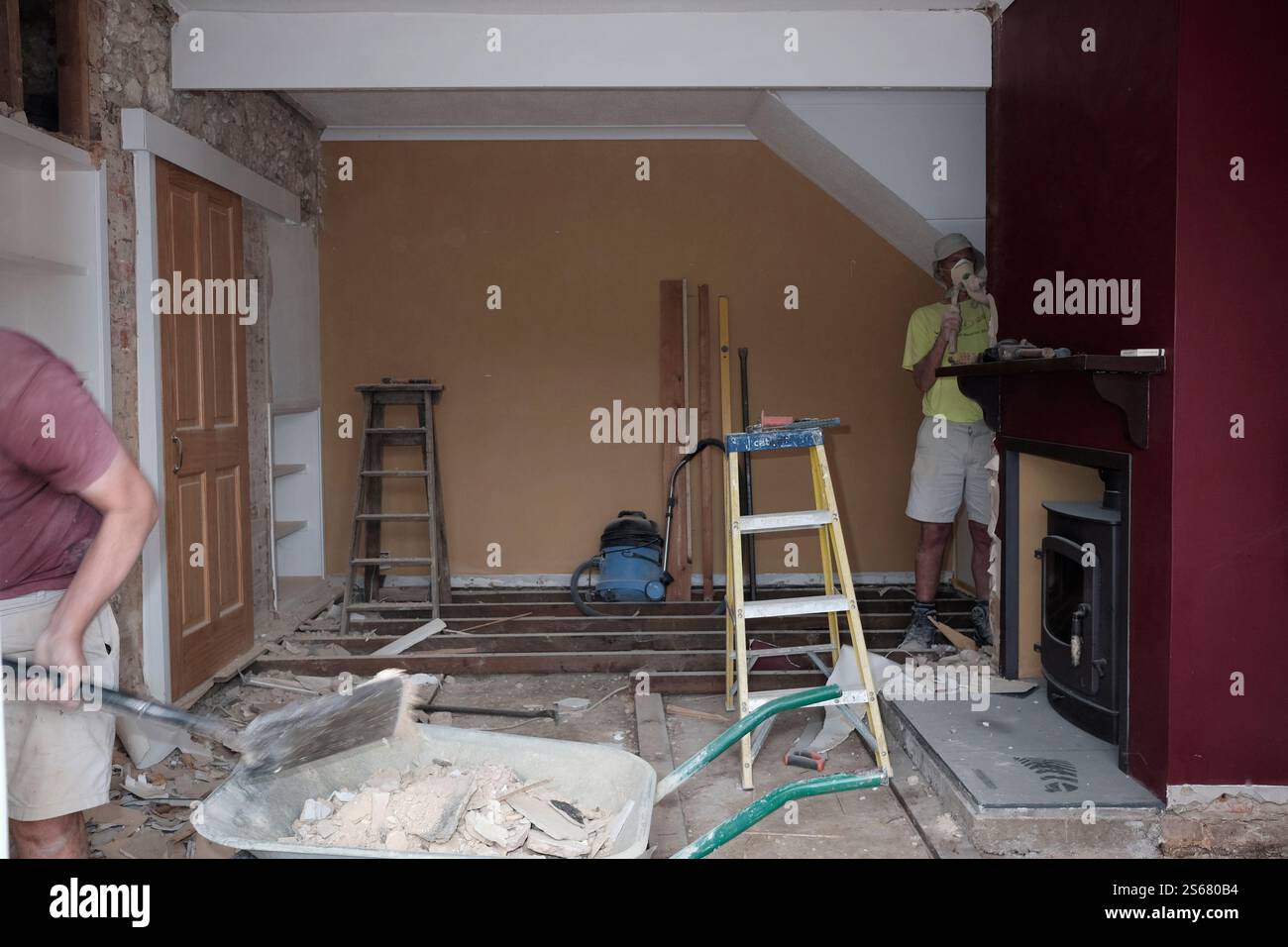 Building works going on at a private dwelling Stock Photo