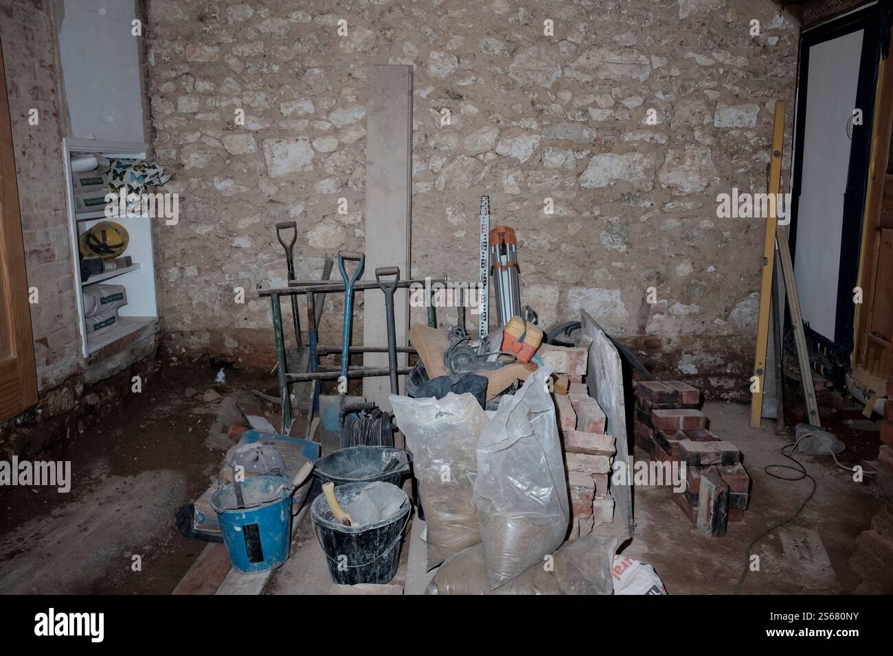 Building works going on at a private dwelling Stock Photo
