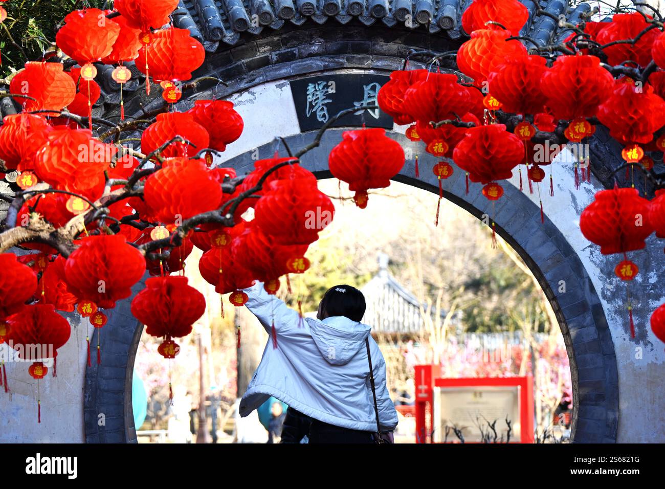 BEIJING, CHINA JANUARY 16, 2025 Tourists celebrate the