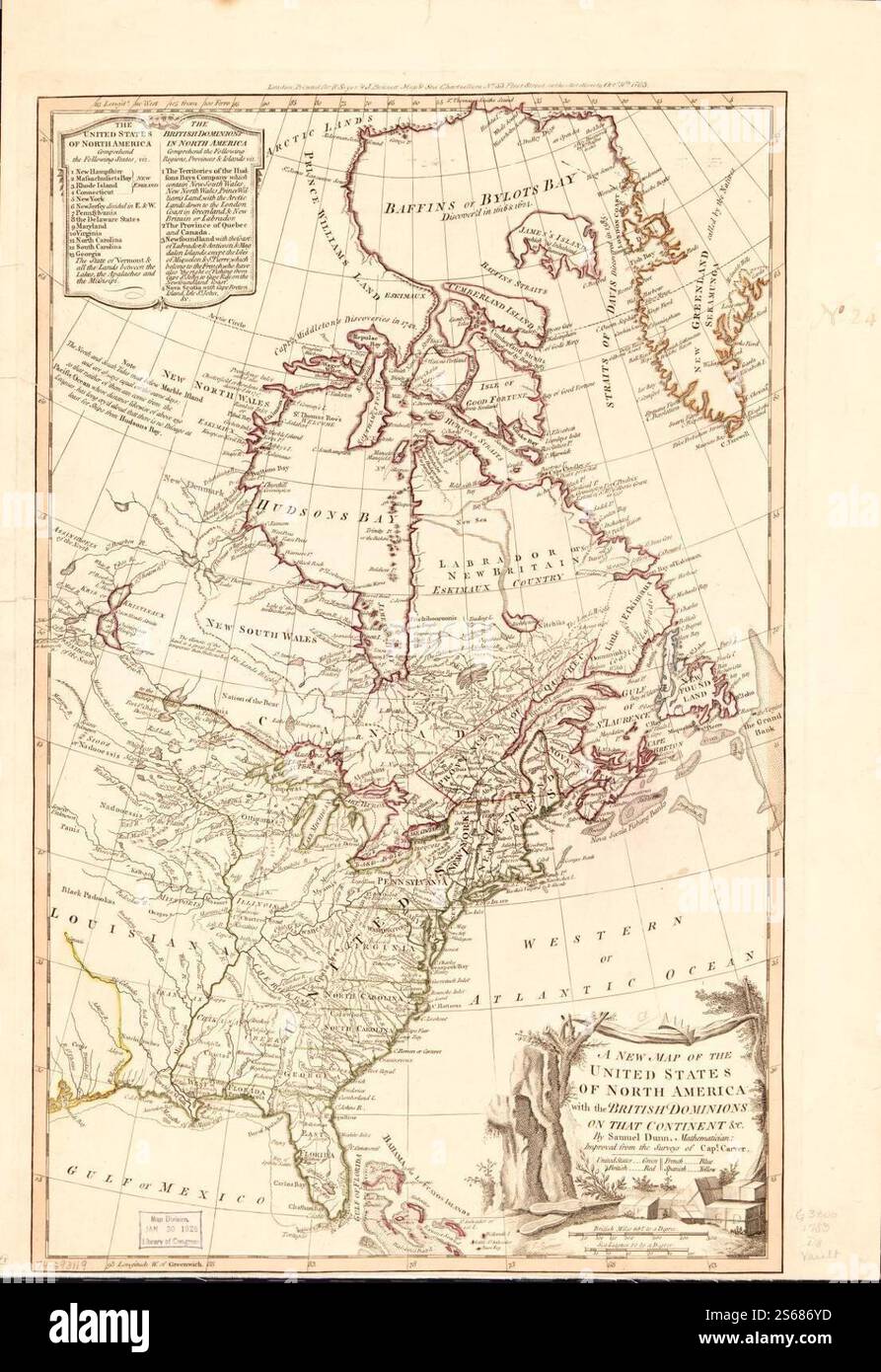 A new map of the United States - A New Map Of The United States Of North America With The British Dominions On That Continent C 1783 By Dunn Samuel Carver Jonathan Robert Sayer And John Bennett Firm 2S686YD map north america 1783