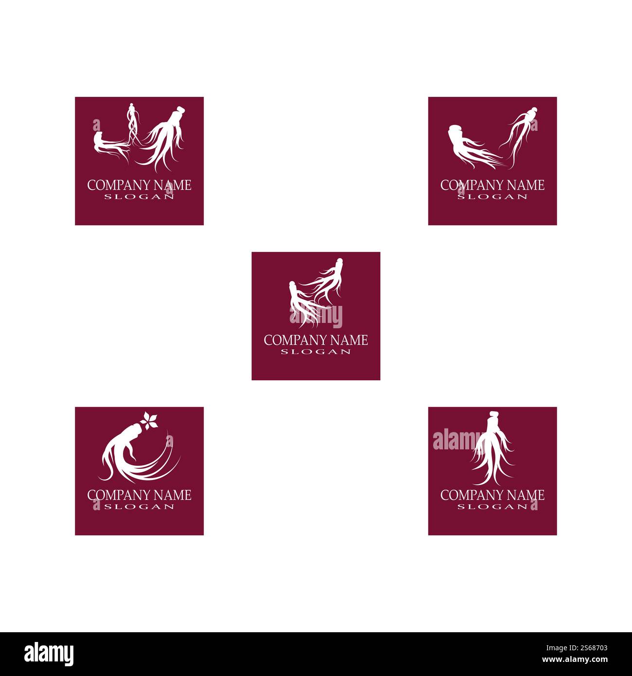 Set Ginseng Logo Template vector symbol nature Stock Vector