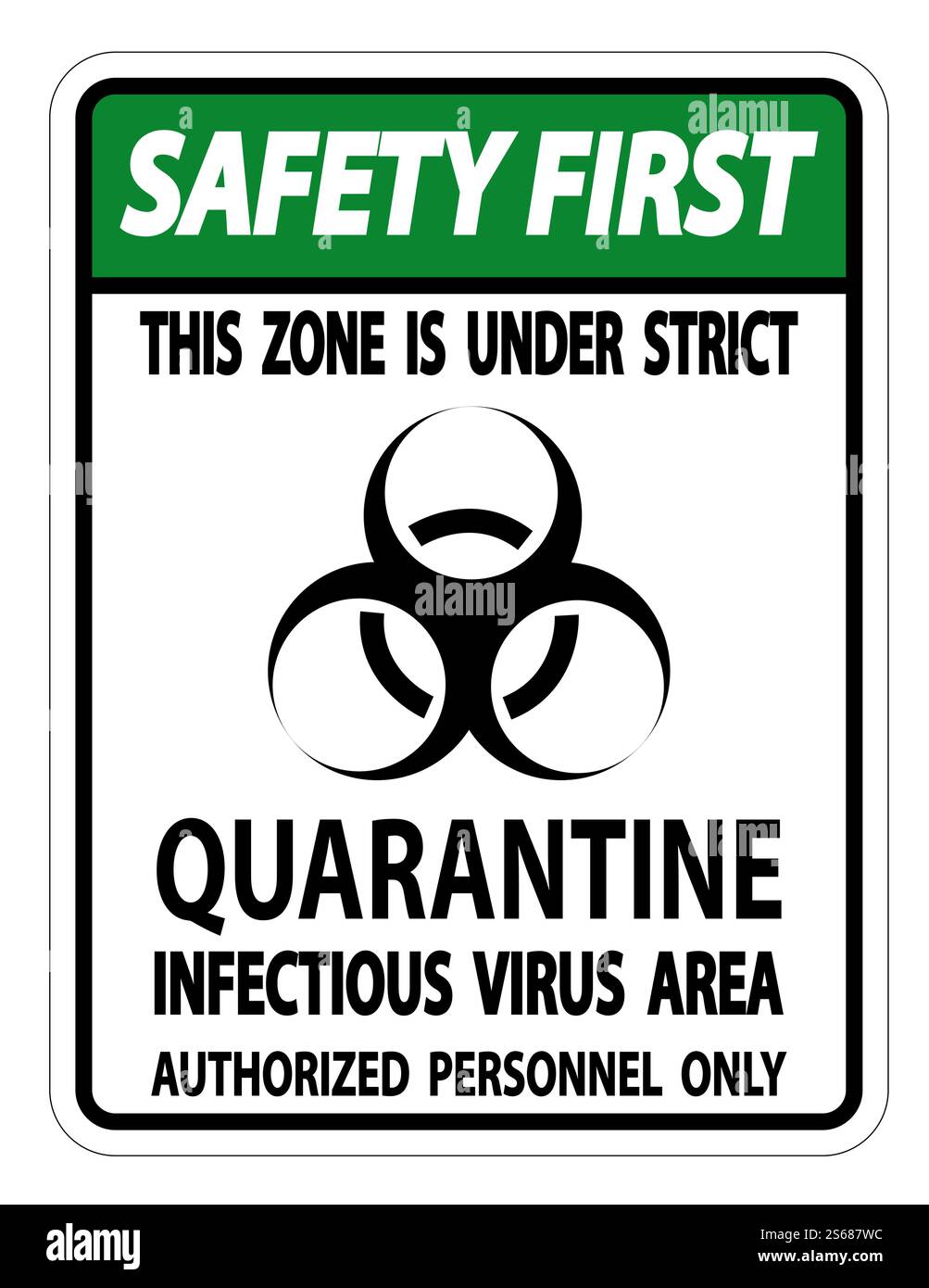 Safety First Quarantine Infectious Virus Area Sign Isolate On White ...