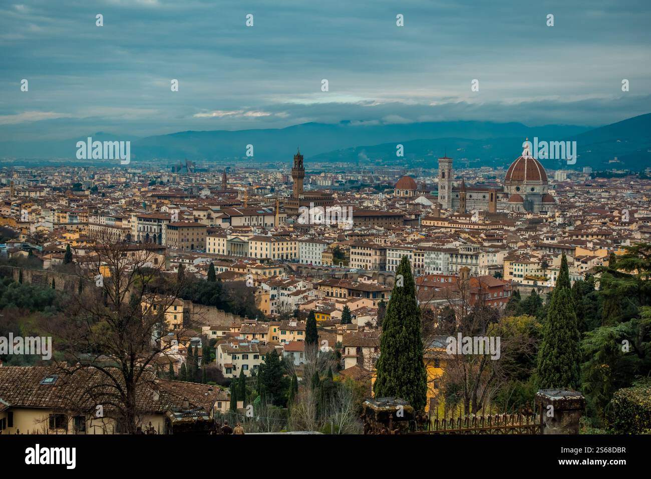 the beautiful view of Florence from San Miniato al Monte Basilica Stock ...
