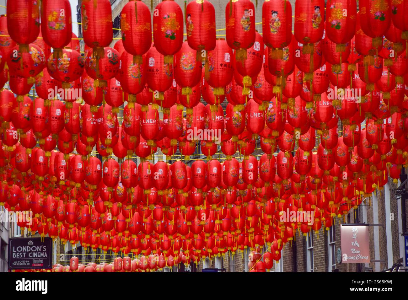 London, UK. 16th January 2025. Workers install thousands of new red