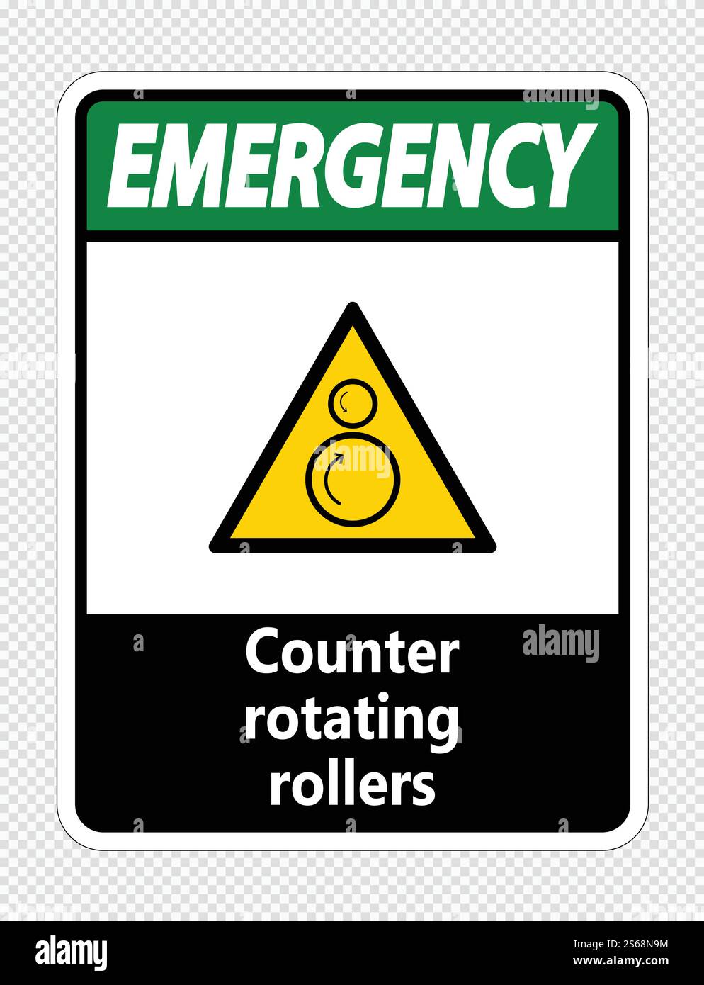 Emergency counter rotating rollers sign on transparent background ...