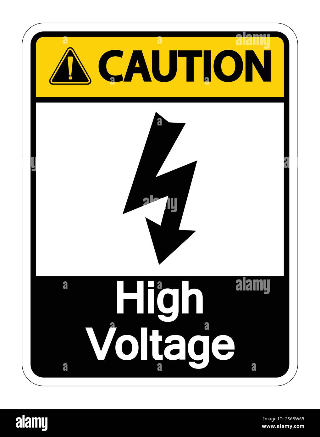 Caution high voltage sign Isolate Isolate On White Background,Vector Illustration Stock Vector