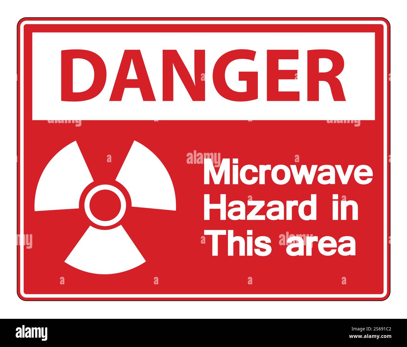 Danger Microwave Hazard Sign on white background,Vector llustration Stock Vector
