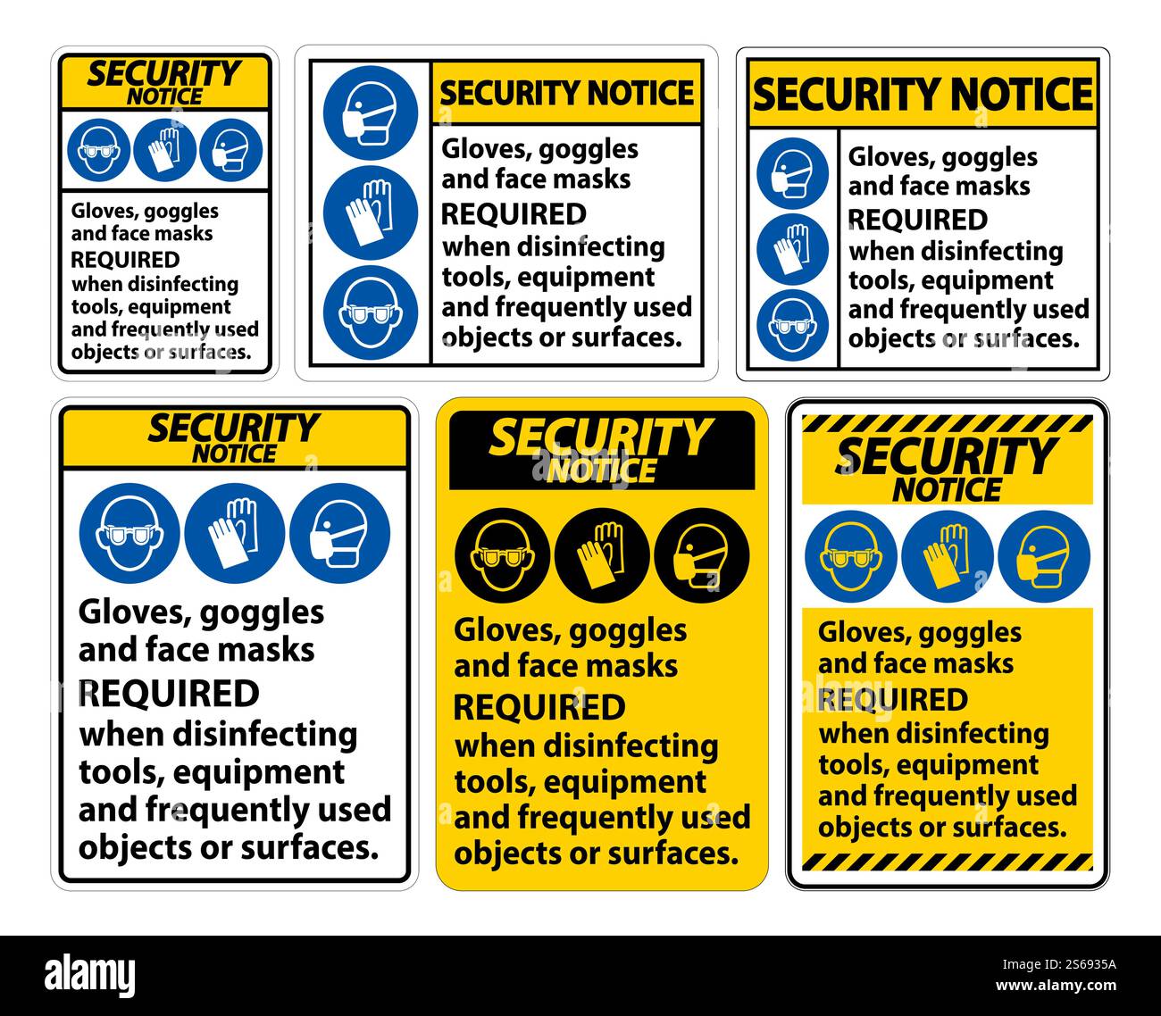 Security Notice Gloves,Goggles,And Face Masks Required Sign On White ...