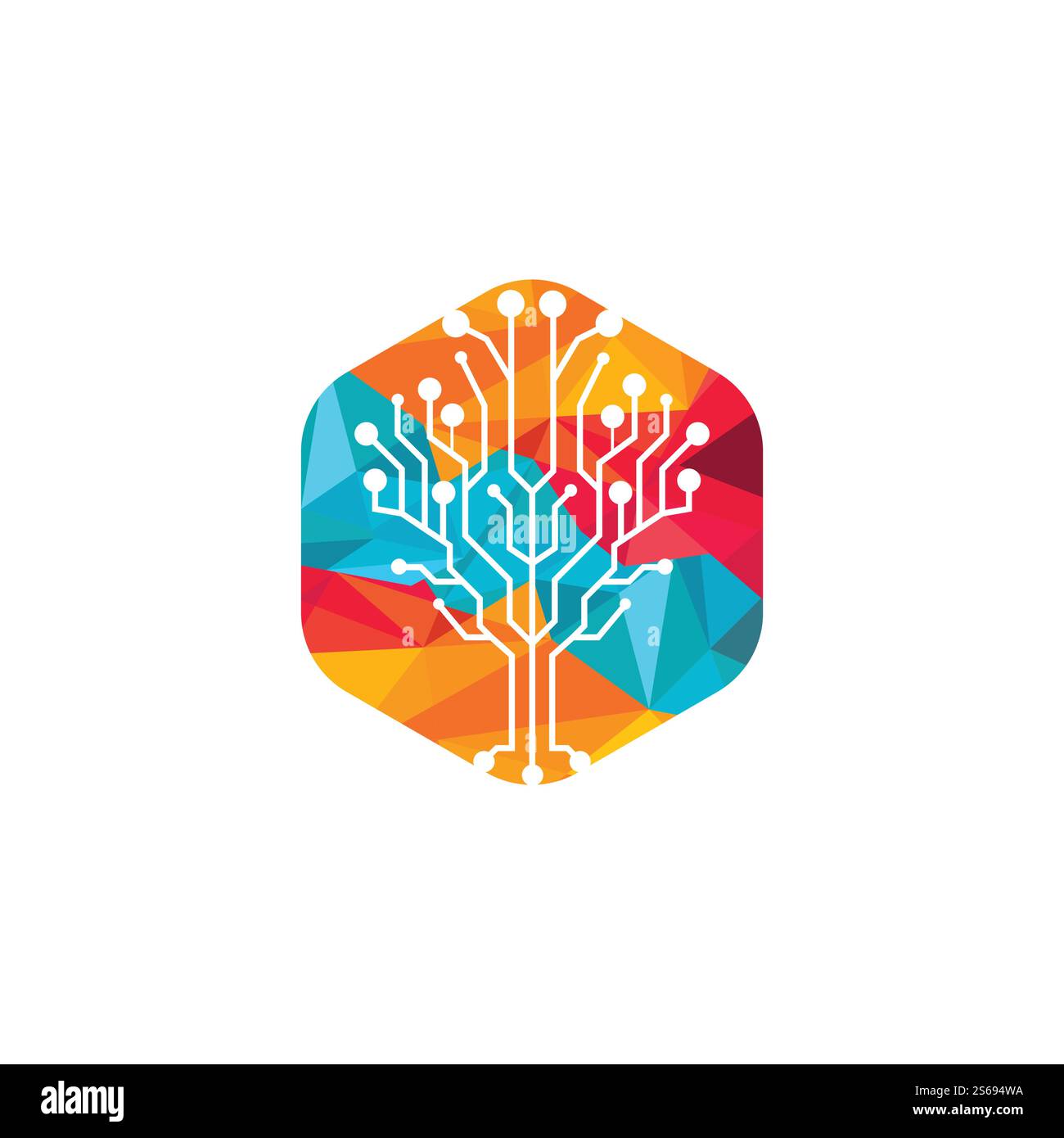 Digital Tree vector logo design. Technology logo template design vector ...