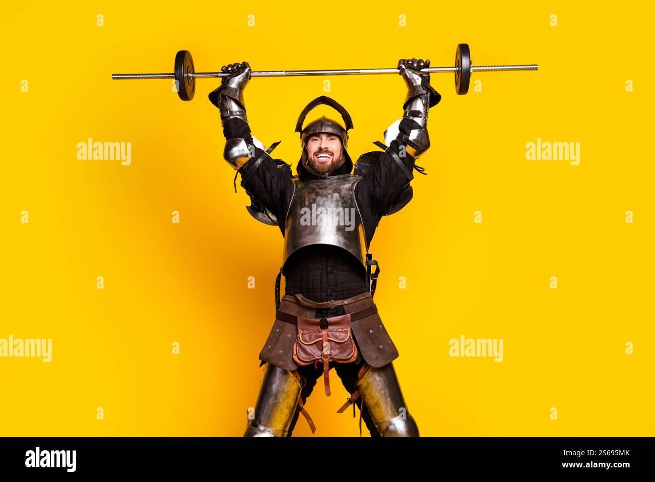Knight Working Out Knight in armor lifting weights, blending medieval aesthetics and ...