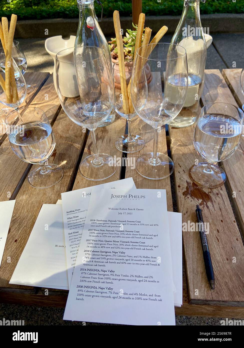 Joseph Phelps wine Tasting - Smartphone Captured Stock Image