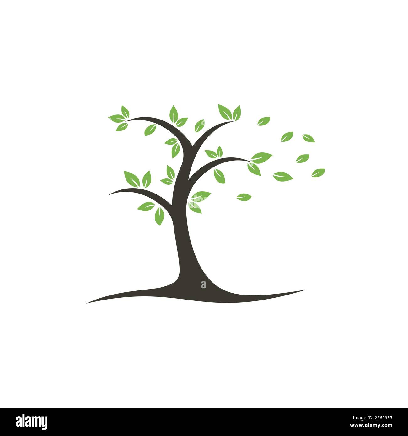 Tree logo design. Minimalist green tree logo symbol Stock Vector Image ...
