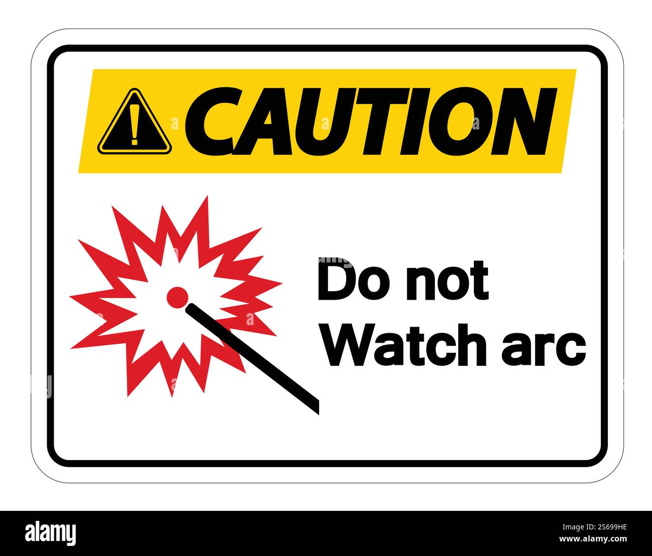 Caution Do Not Watch Arc Symbol Sign Isolate On White Background,Vector Illustration Stock Vector