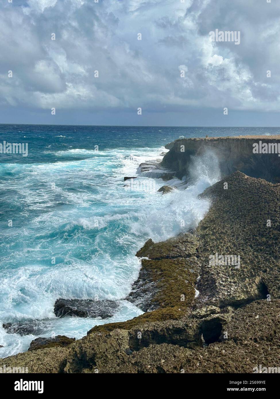 breaking waves in Aruba - Smartphone Captured Stock Image