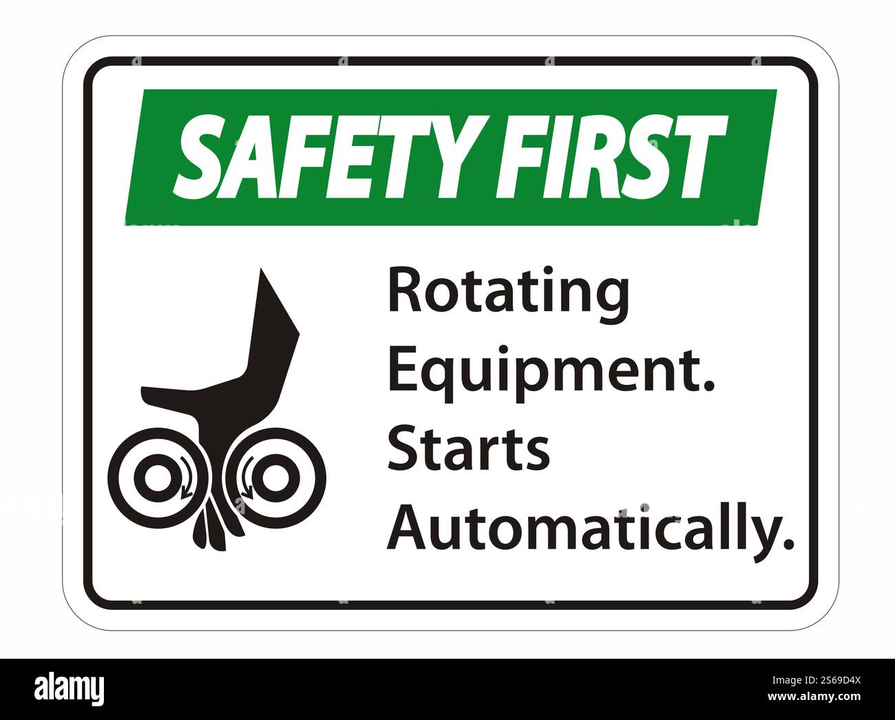 Rotating Equipment.Starts Automatically Symbol Sign Isolate on White ...