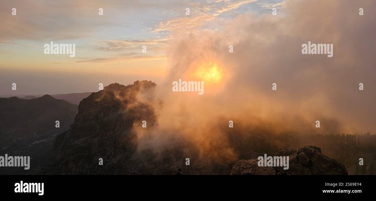 Lost in the fog, where the sun gently kisses the mountains and nature speaks in whispers. - Smartphone Captured Stock Image