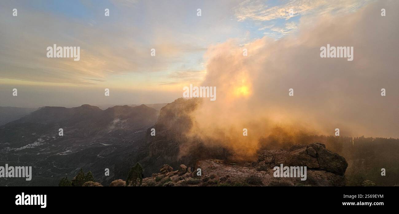 Lost in the fog, where the sun gently kisses the mountains and nature speaks in whispers. - Smartphone Captured Stock Image