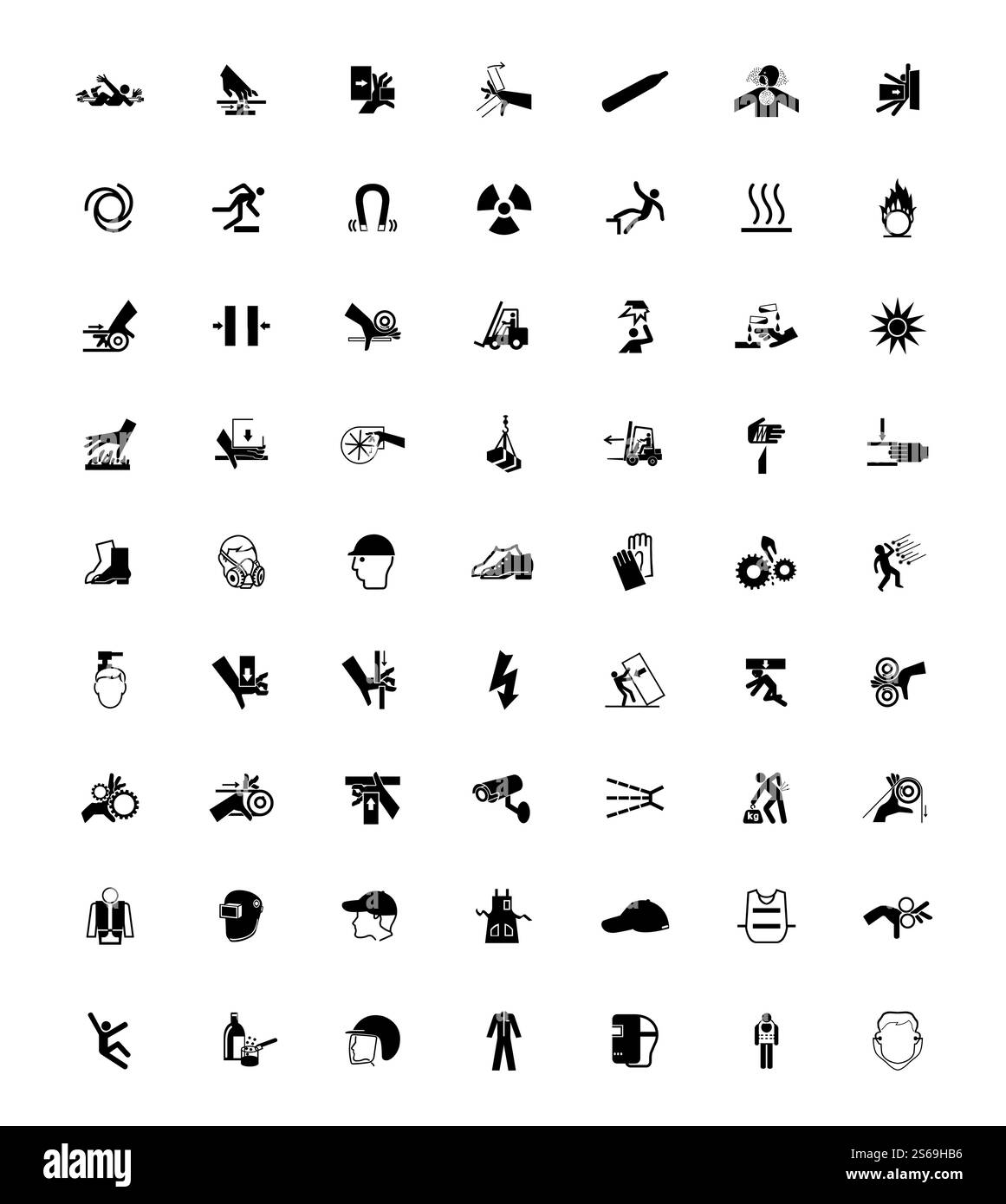 Warning signs,industrial hazards icon labels Sign Isolated on White ...