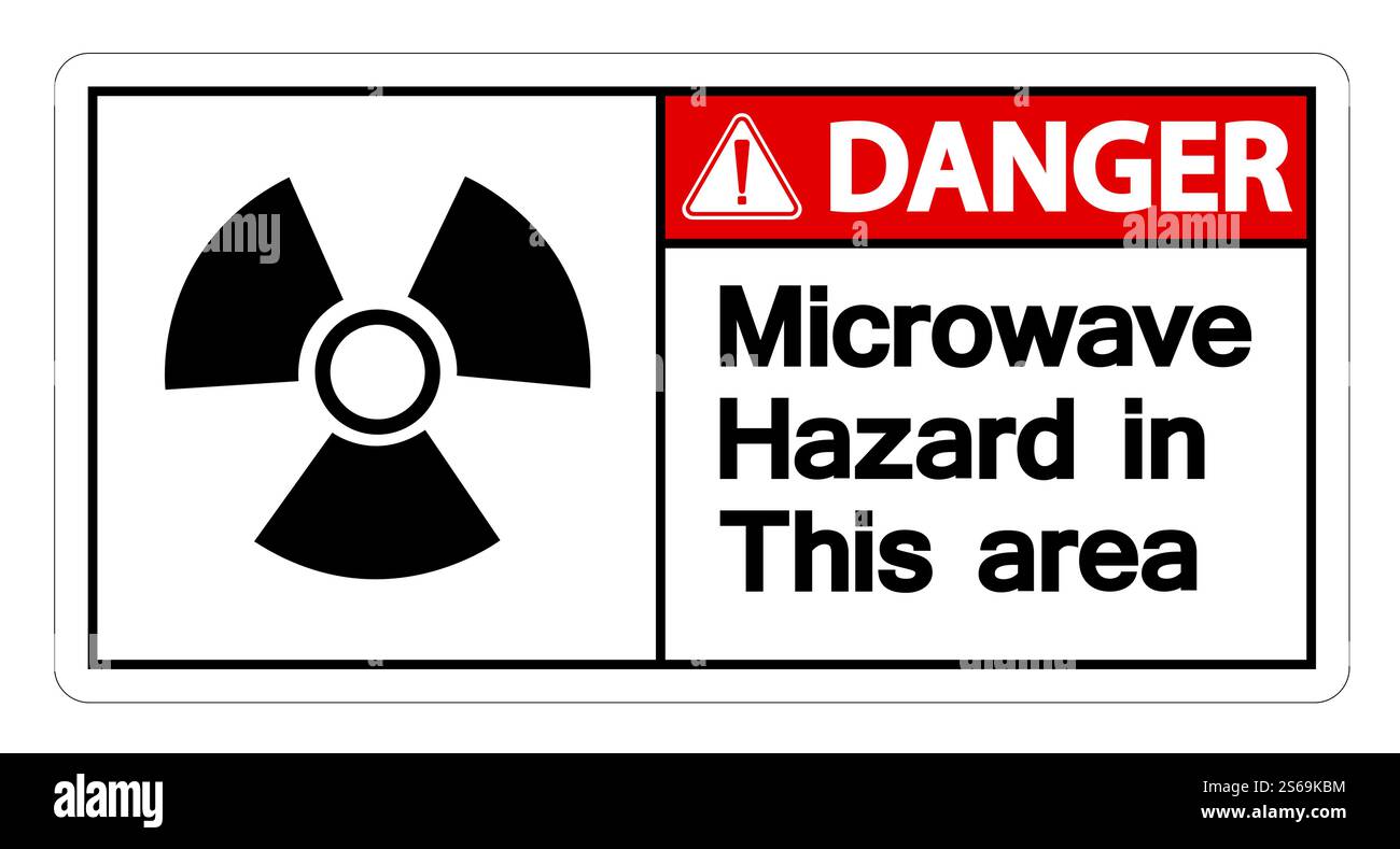 Danger Microwave Hazard Sign on white background,Vector llustration Stock Vector