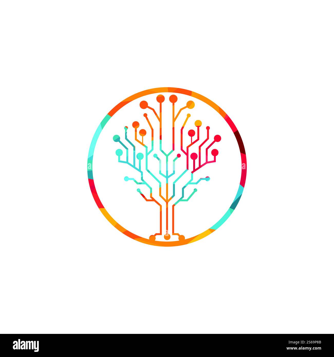 Digital Tree vector logo design. Technology logo template design vector ...