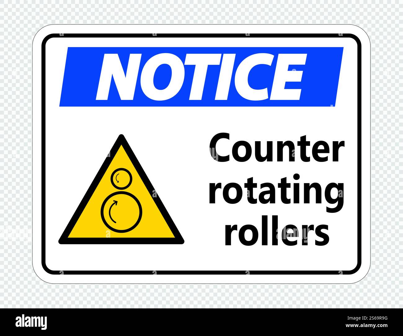 Notice counter rotating rollers sign on transparent background,vector ...