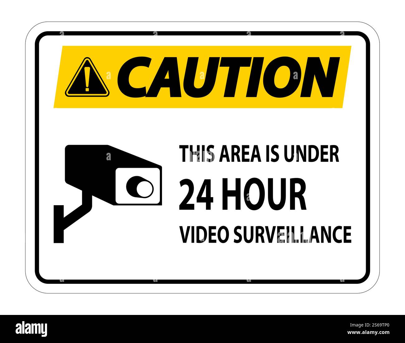 Caution this Area Is Under 24 hour Video Surveillance Symbol Sign ...