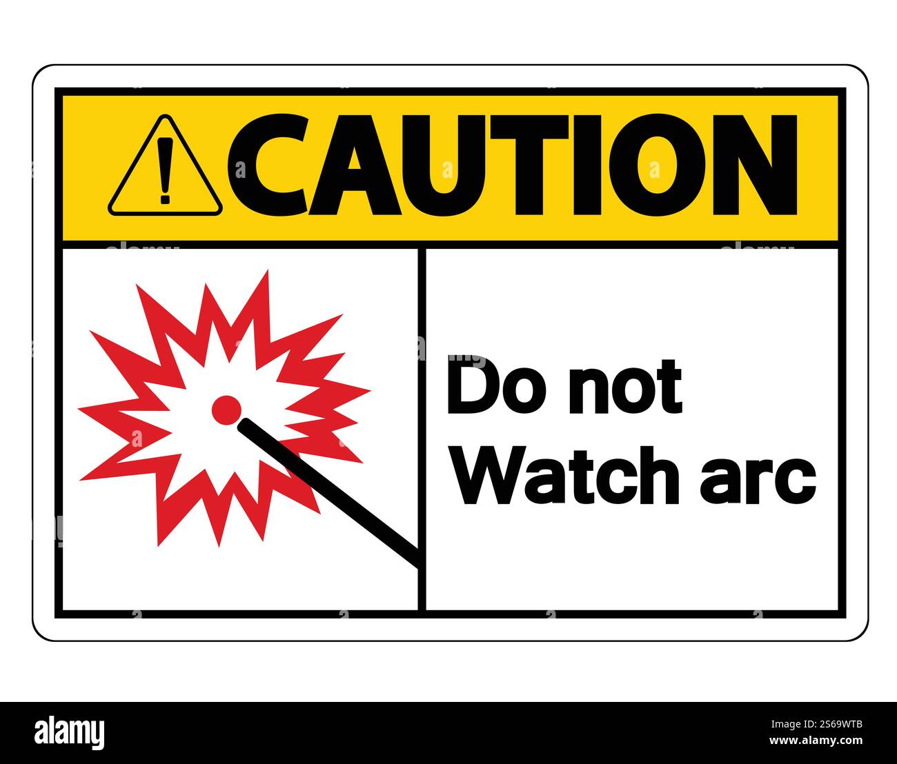 Caution Do Not Watch Arc Symbol Sign on white background,Vector Illustration Stock Vector