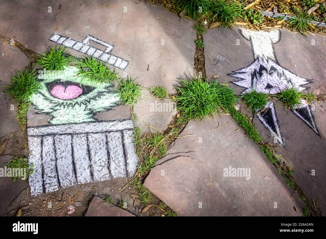Sidewalk art in chalk Stock Photo - Alamy