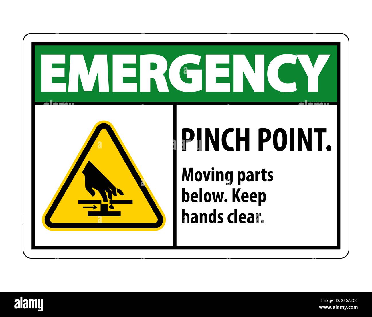 Emergency Pinch Point, Moving Parts Below, Keep Hands Clear Symbol Sign ...