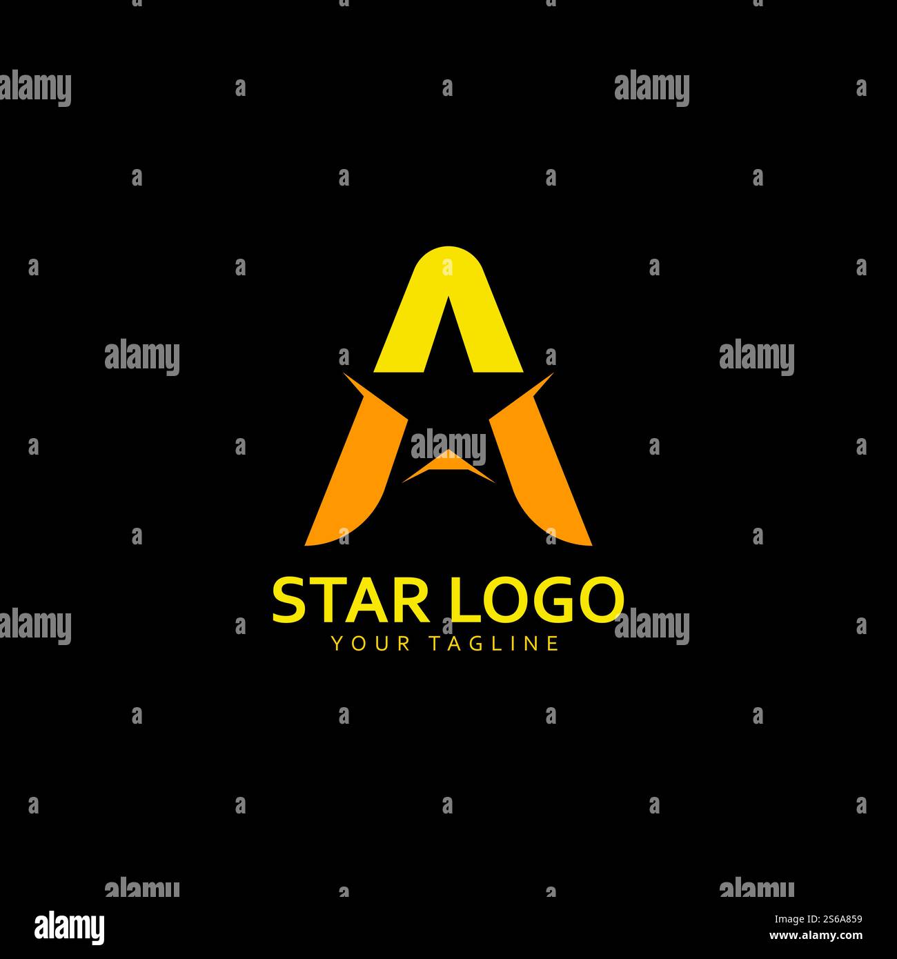 Gold Star Logo Vector with Black Background Stock Vector Image & Art ...