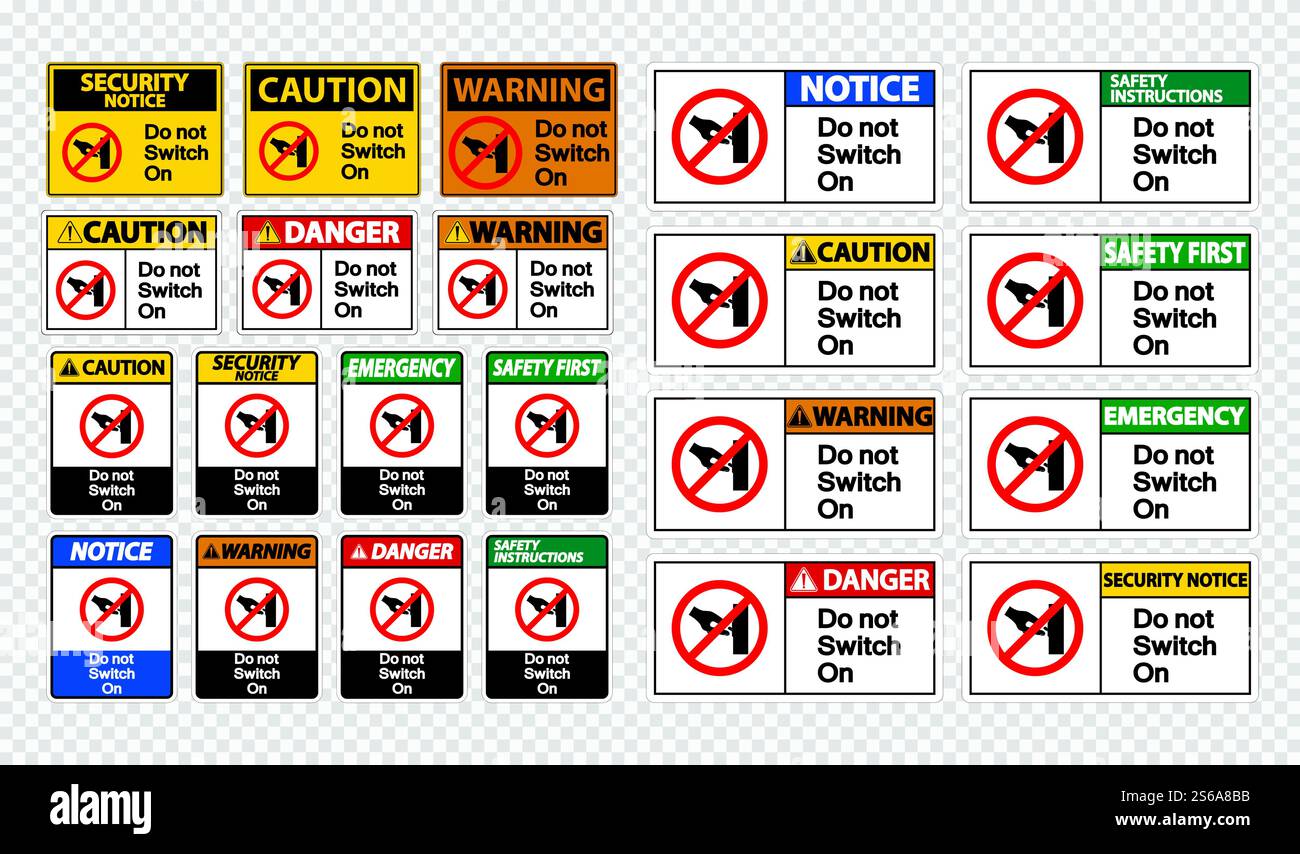 Set do not touch sign label on transparent background Stock Vector